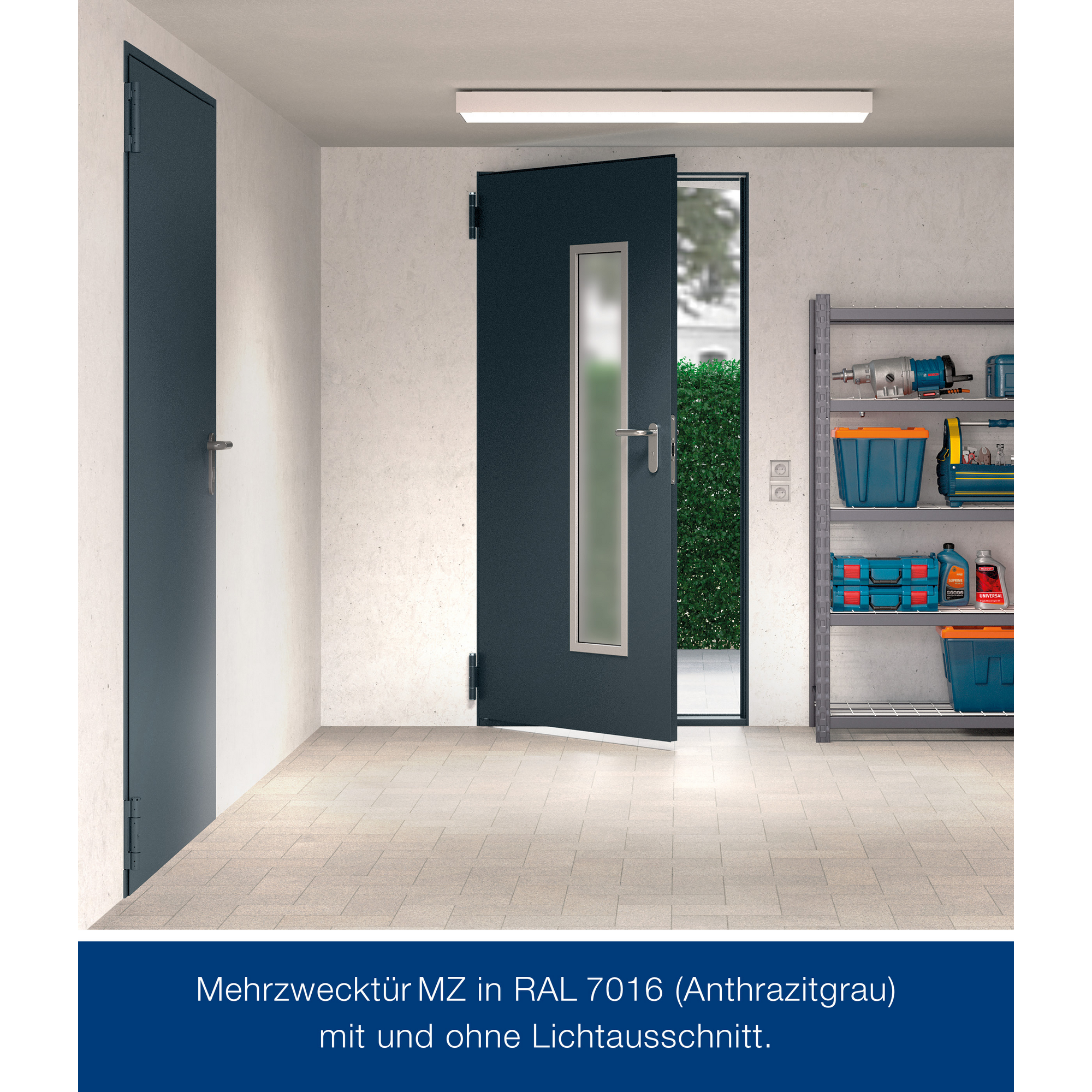 Brandschutztür 'T30 H8-5'  anthrazitgrau 87,5 x 200 cm Links-/Rechtsanschlag