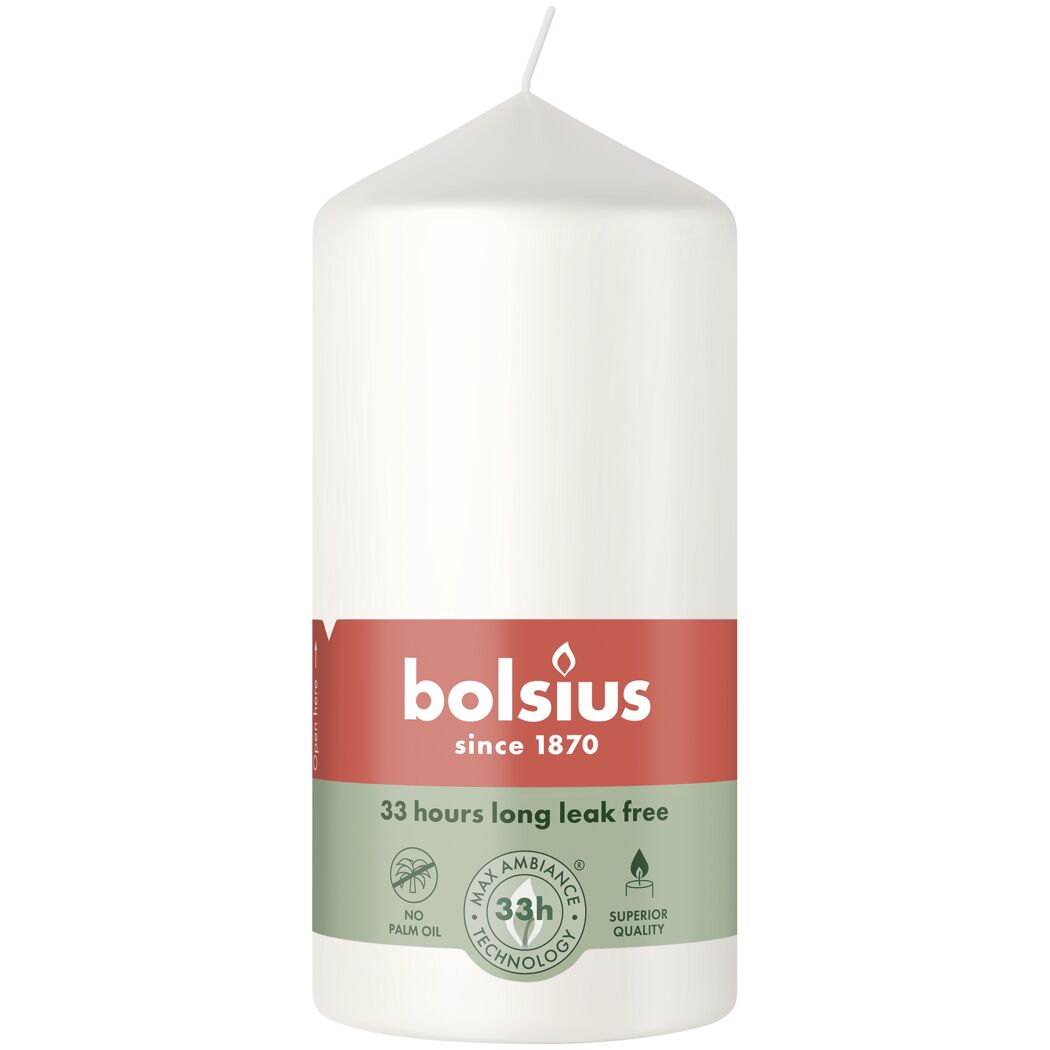 Bolsius Stumpenkerze Essential, weiß, duftneutral.