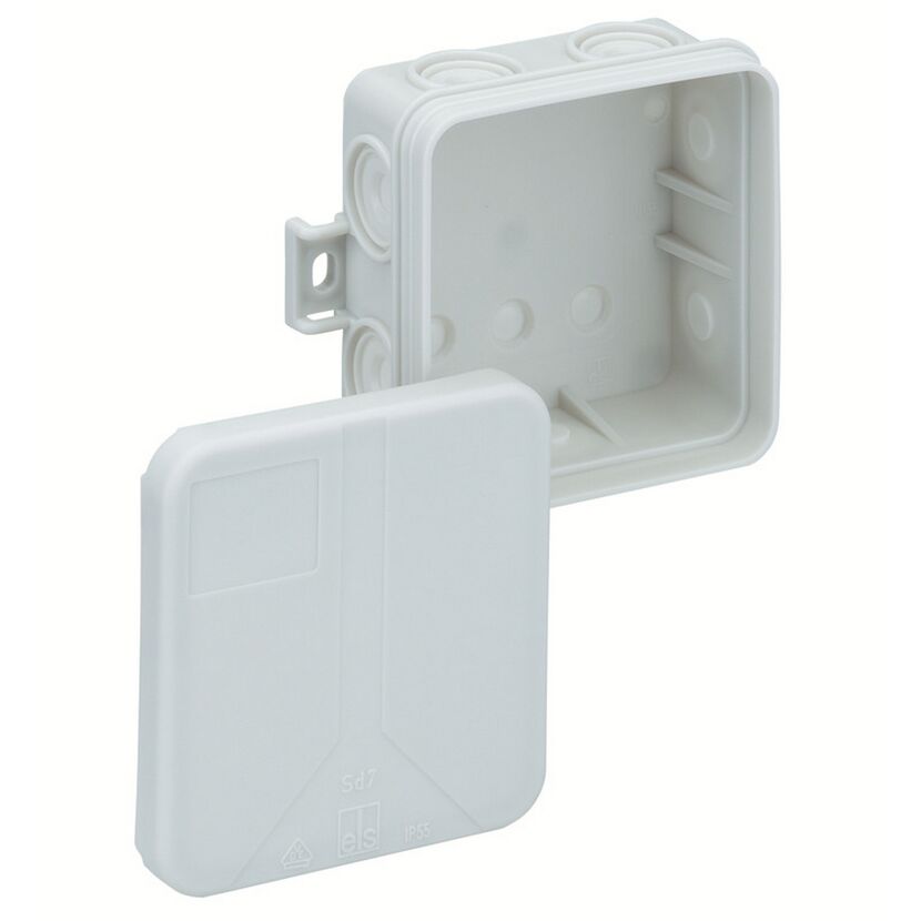 Abzweigkasten Aufputz 75x75x37 mm, geöffnet.