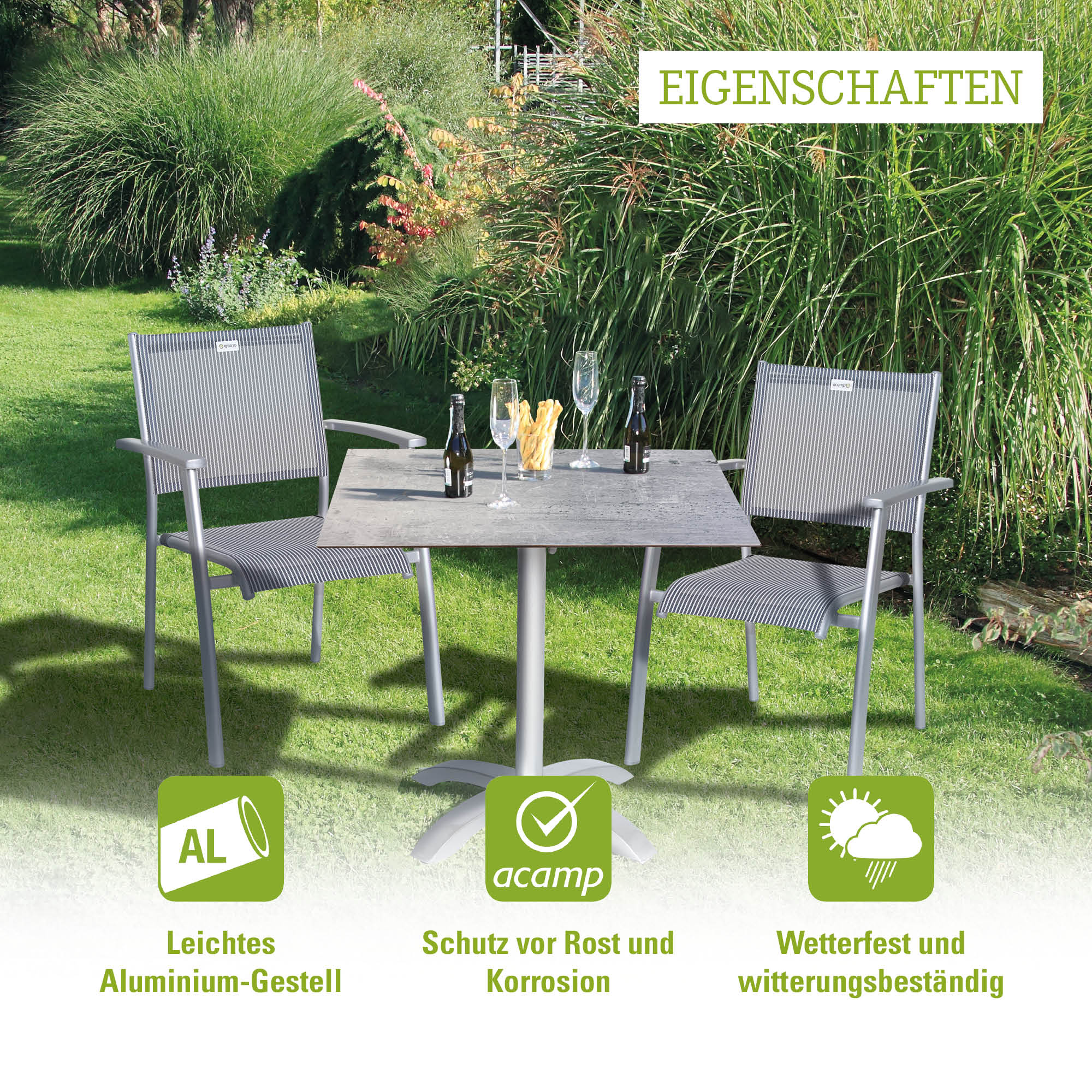 Klapptisch 'Acaplan' anthrazit/steinfarben 80 x 74 x 80 cm