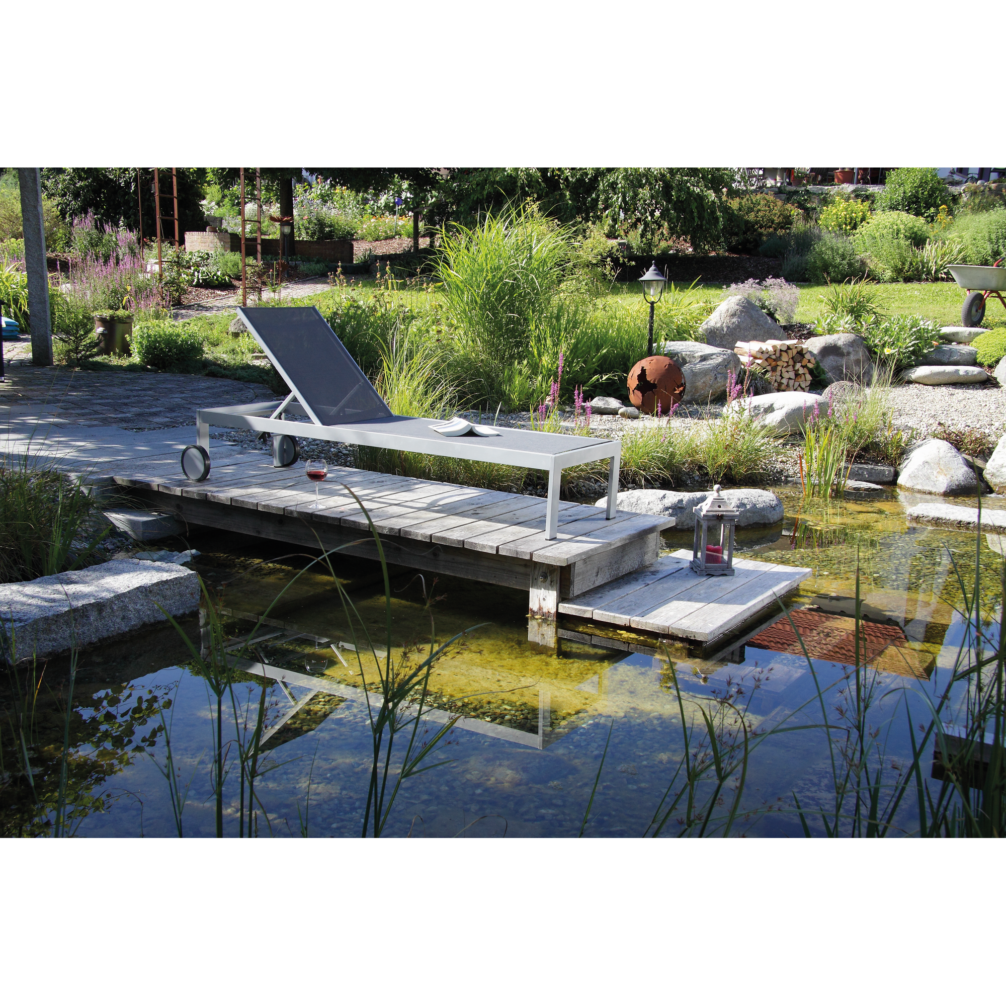 Gartenliege 'Rimini' platinfarben 66 x 35 x 206 cm