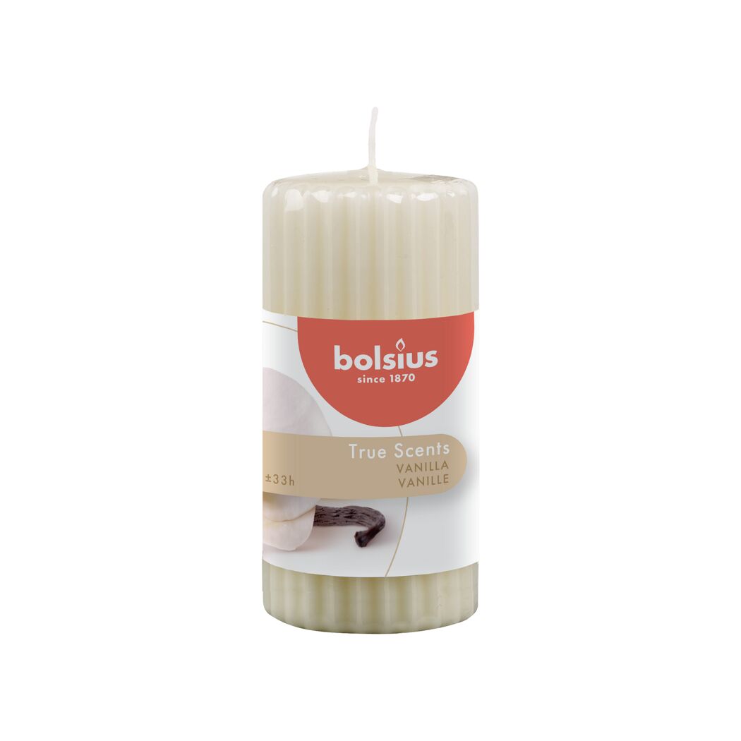 Bolsius Stumpenkerze True Scents Vanille elfenbeinfarben