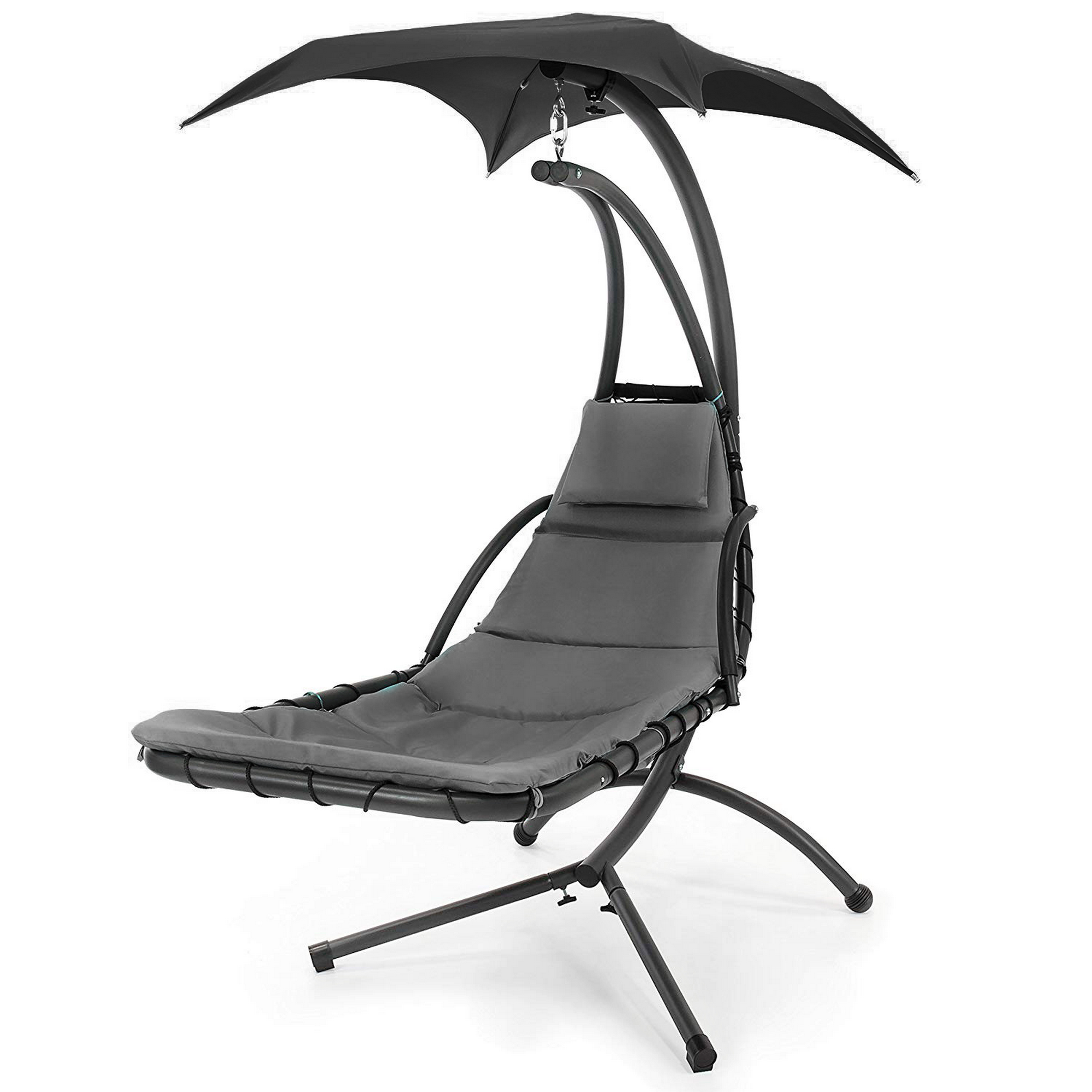 Hängeliege 'Solomon' mit Gestell & Sonnensegel anthrazit 105 x 200 x 185 cm