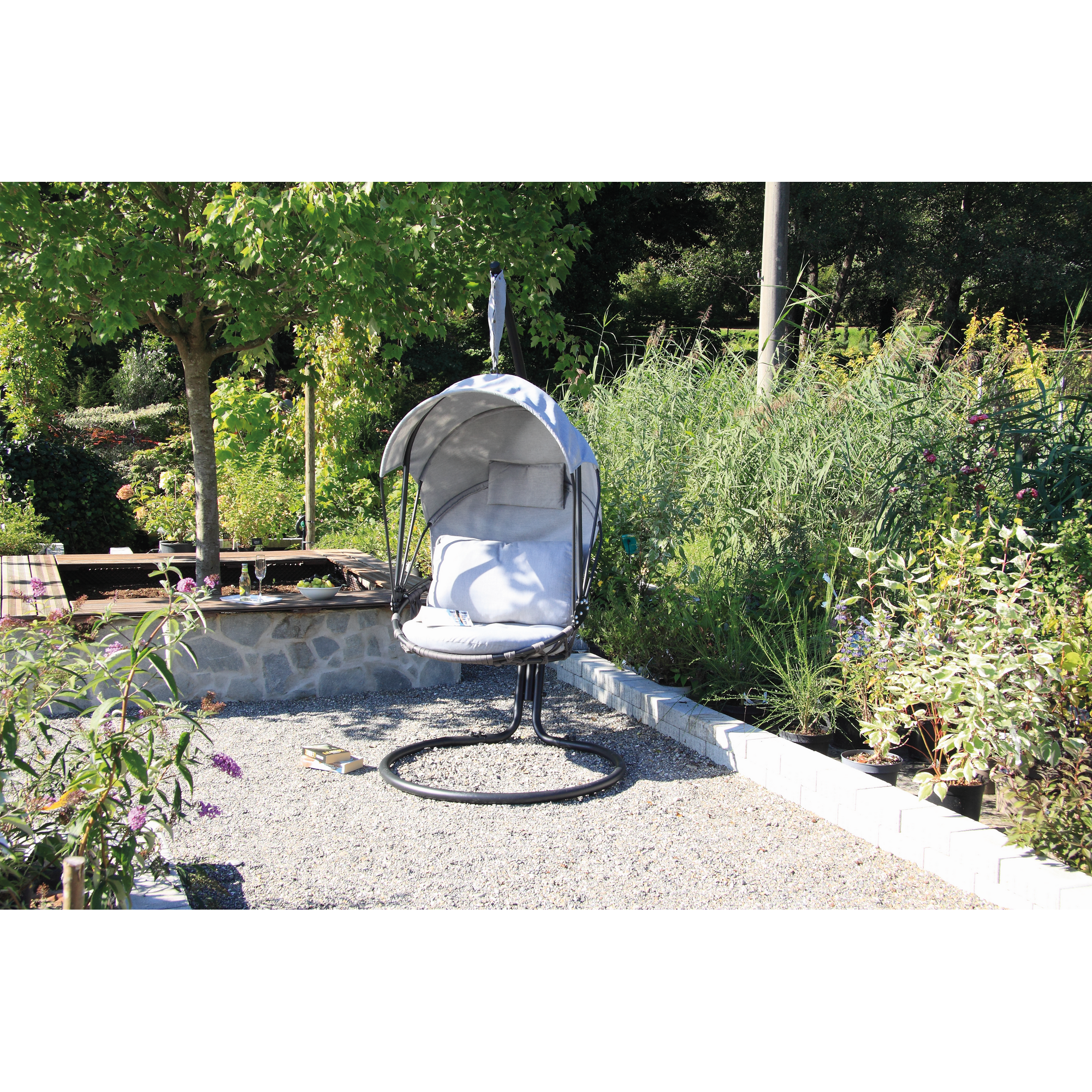 Hängesessel 'Moon' mit Gestell schwarz 124 x 185 x 100 cm