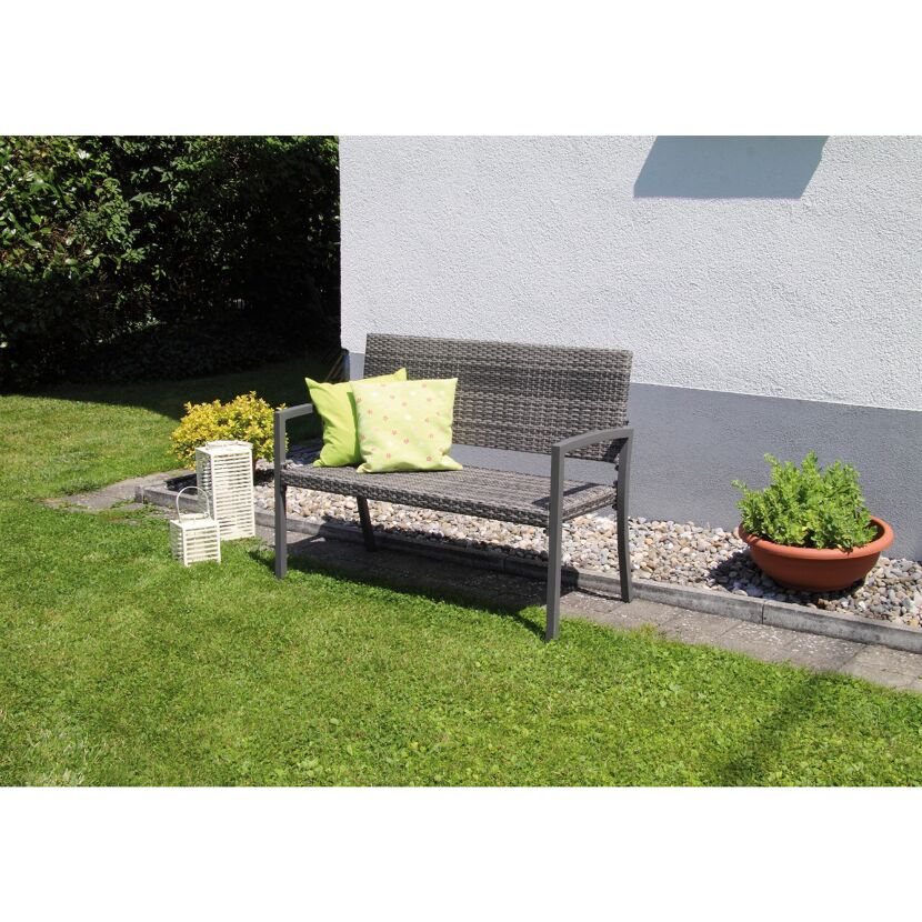 Gartenbank 'Dijon' 2-Sitzer Polyrattan 117 x 87 x 60 cm