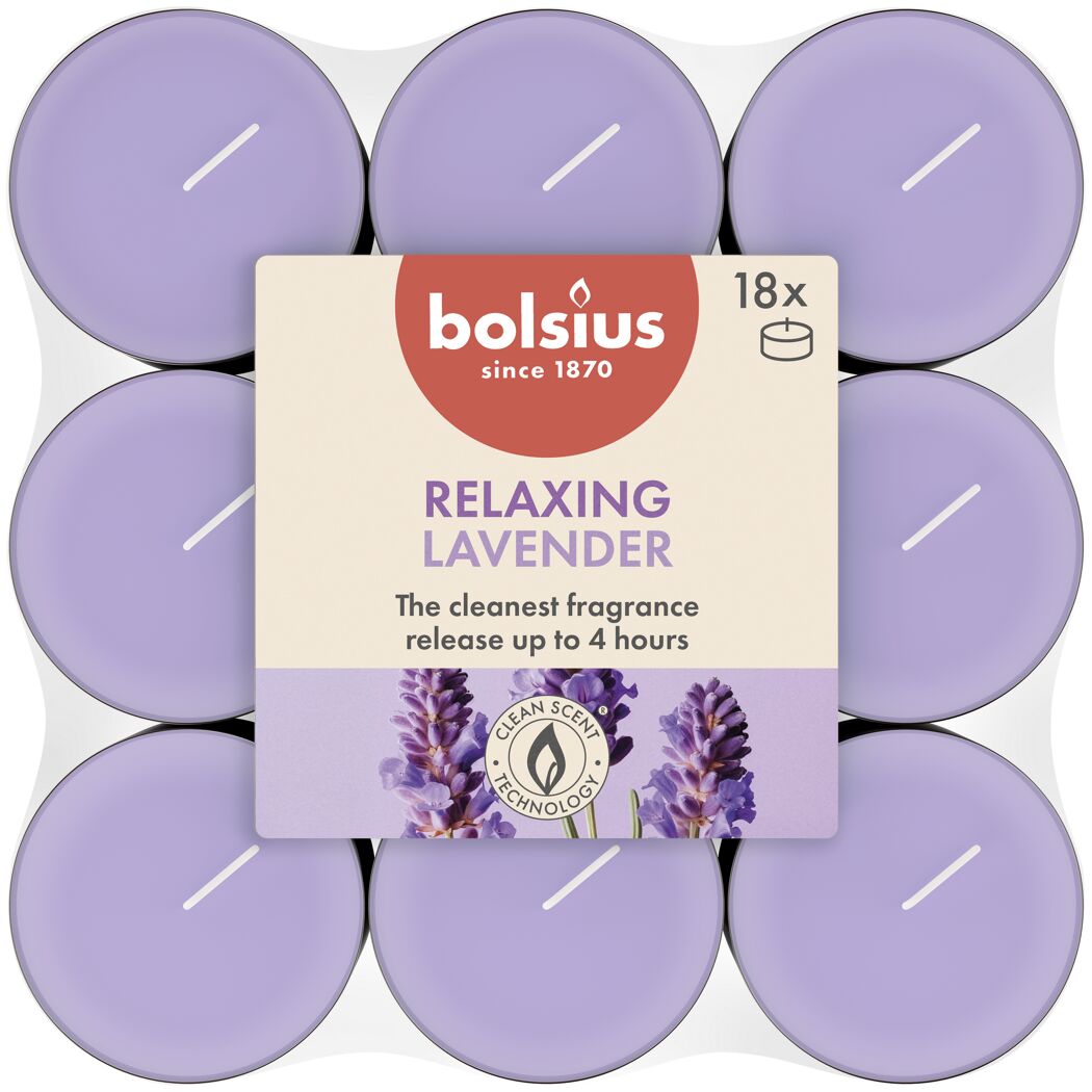 18 lila Bolsius Lavendel Teelichter