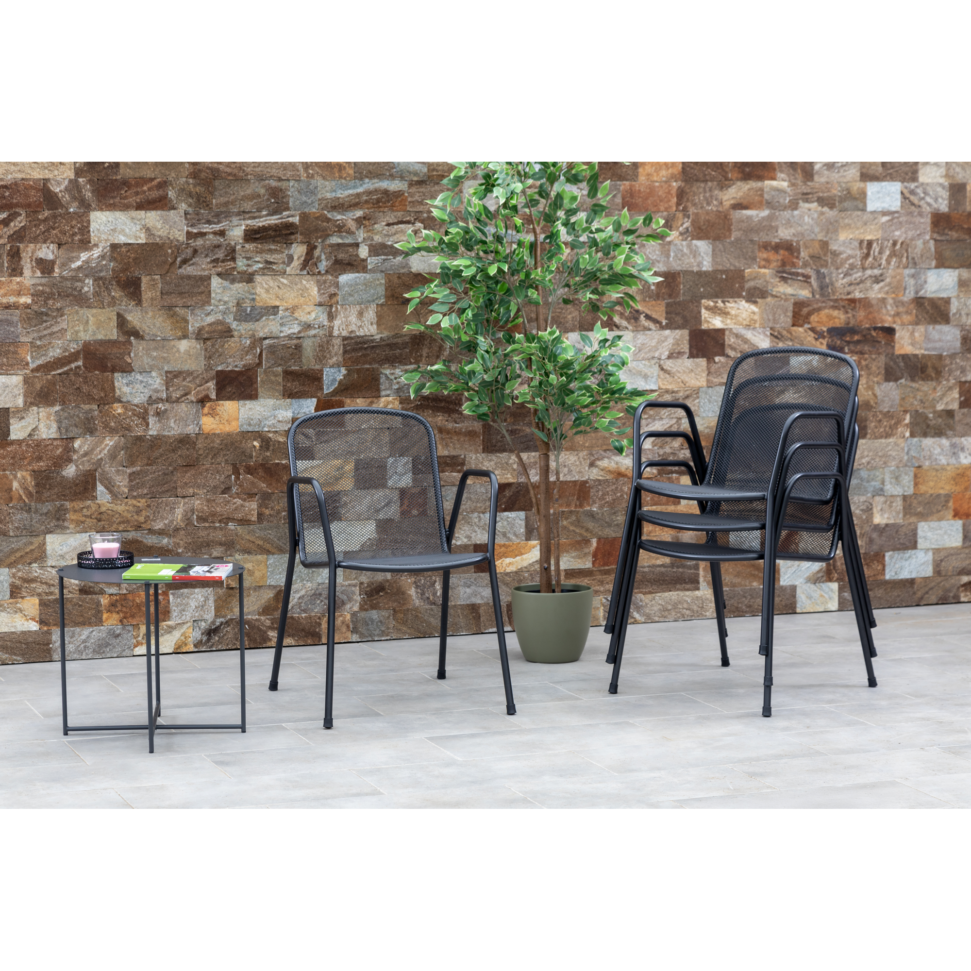 Gartenstuhlset 'Alfredo' anthrazit 4 Stück