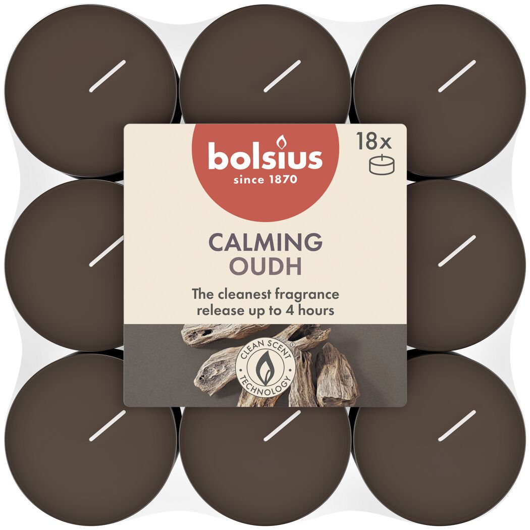Bolsius Teelichter 'Oud Wood', 18 Stück, braun.