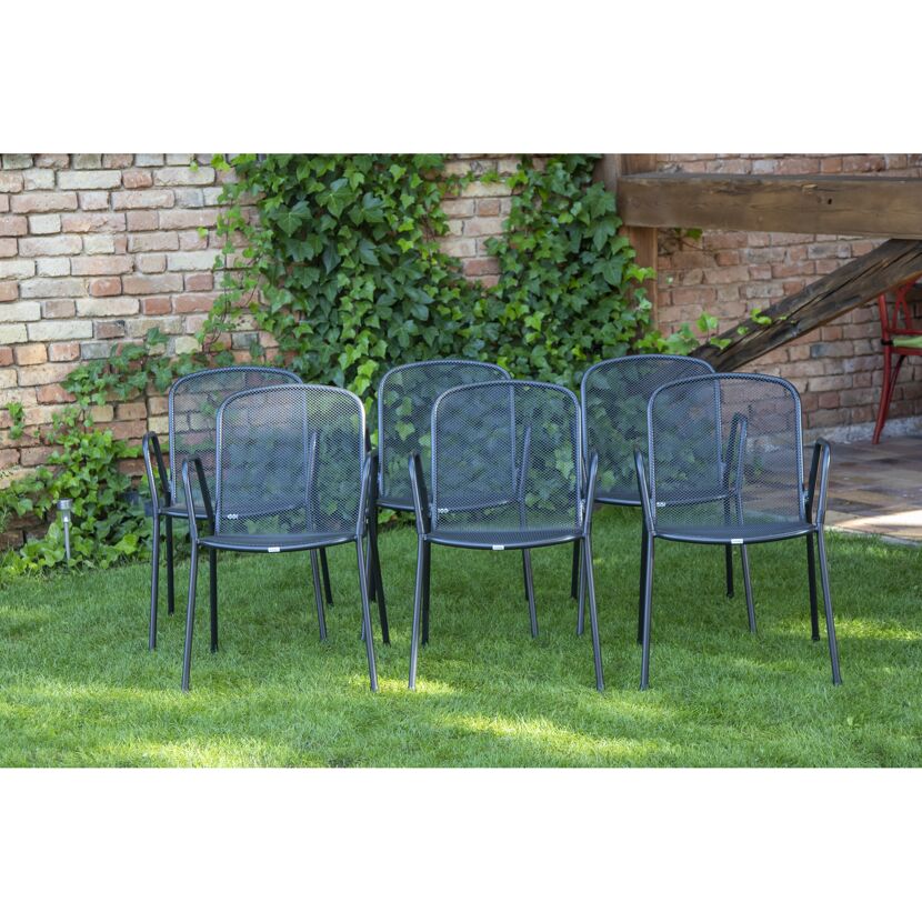Gartenstuhlset 'Alfredo' stapelbar Metall anthrazit 6 Stück