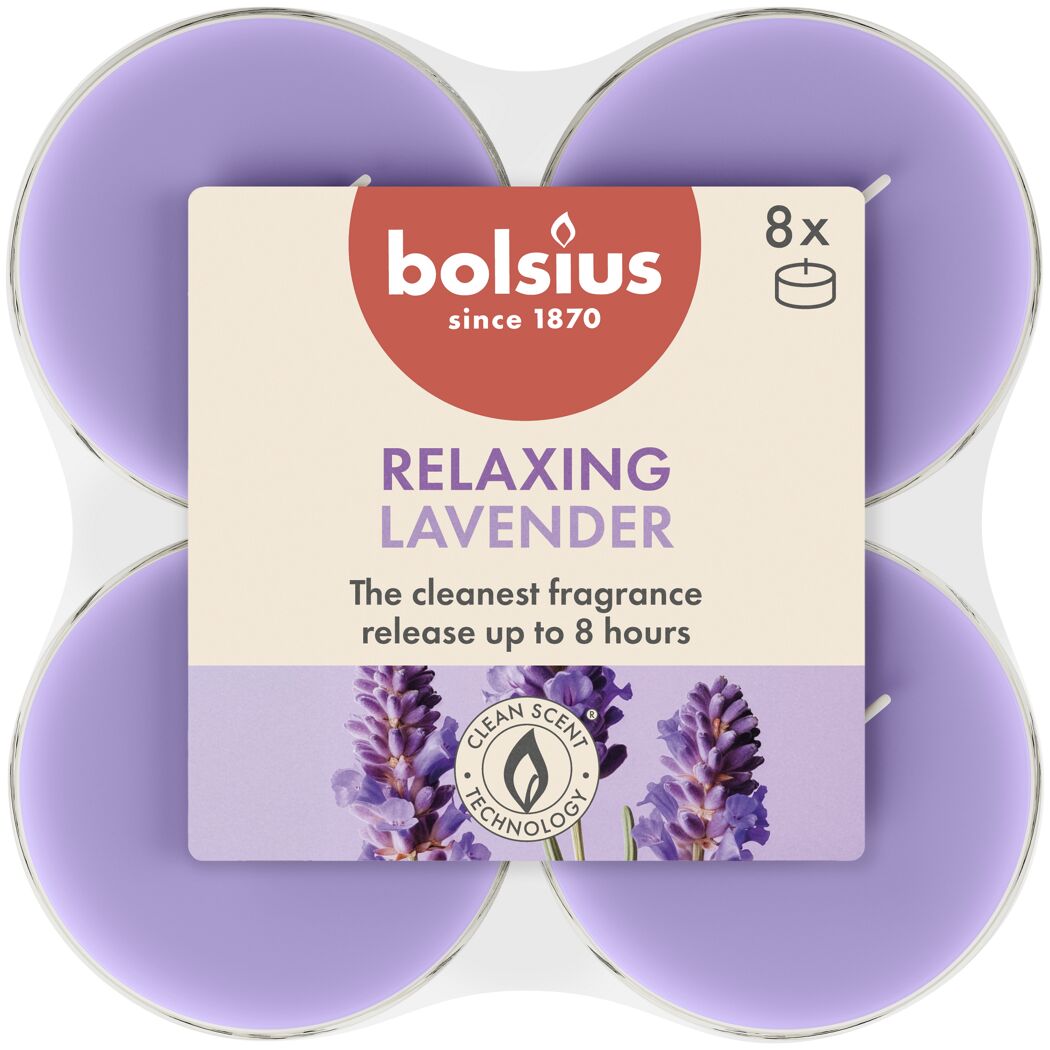 8 Bolsius True Scents Teelichter lila Lavendelduft