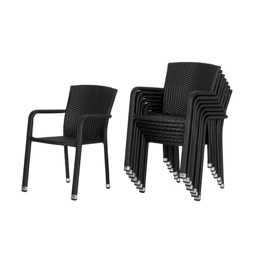 Gartenstuhlset 'Carlos' stapelbar Aluminium schwarz 8 Stück