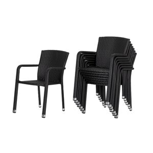 Gartenstuhlset 'Carlos' stapelbar Aluminium schwarz 8 Stück