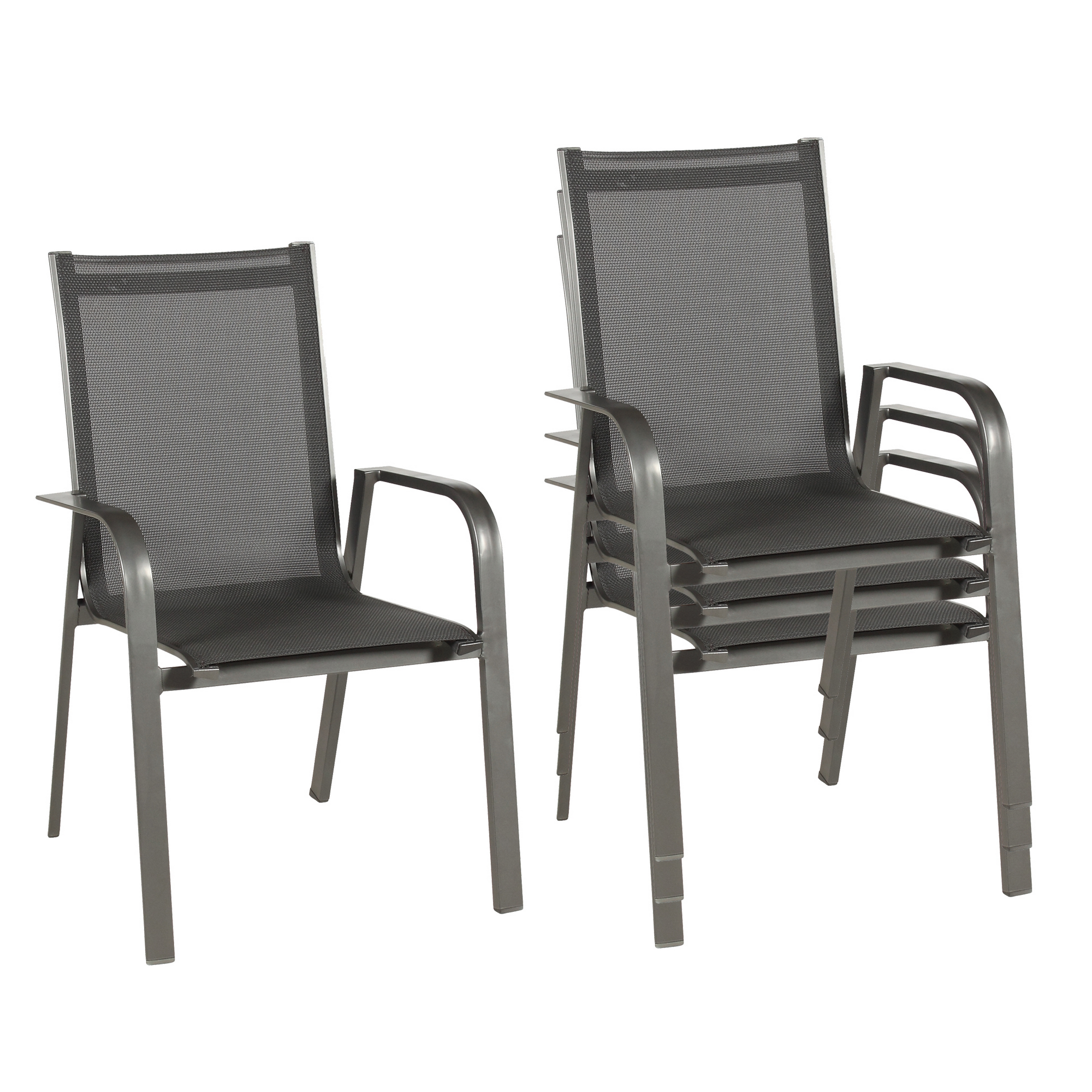 Gartenstuhlset 'Urban' stapelbar Aluminium anthrazit 6 Stück