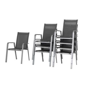 Gartenstuhlset 'Urban' stapelbar Aluminium schwarz 8 Stück