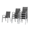 Gartenstuhlset 'Urban' stapelbar Aluminium schwarz 8 Stück