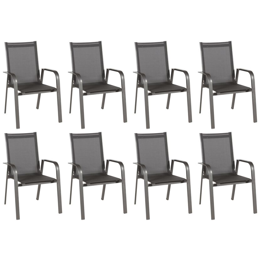 Gartenstuhlset 'Urban' stapelbar Aluminium anthrazit 8 Stück
