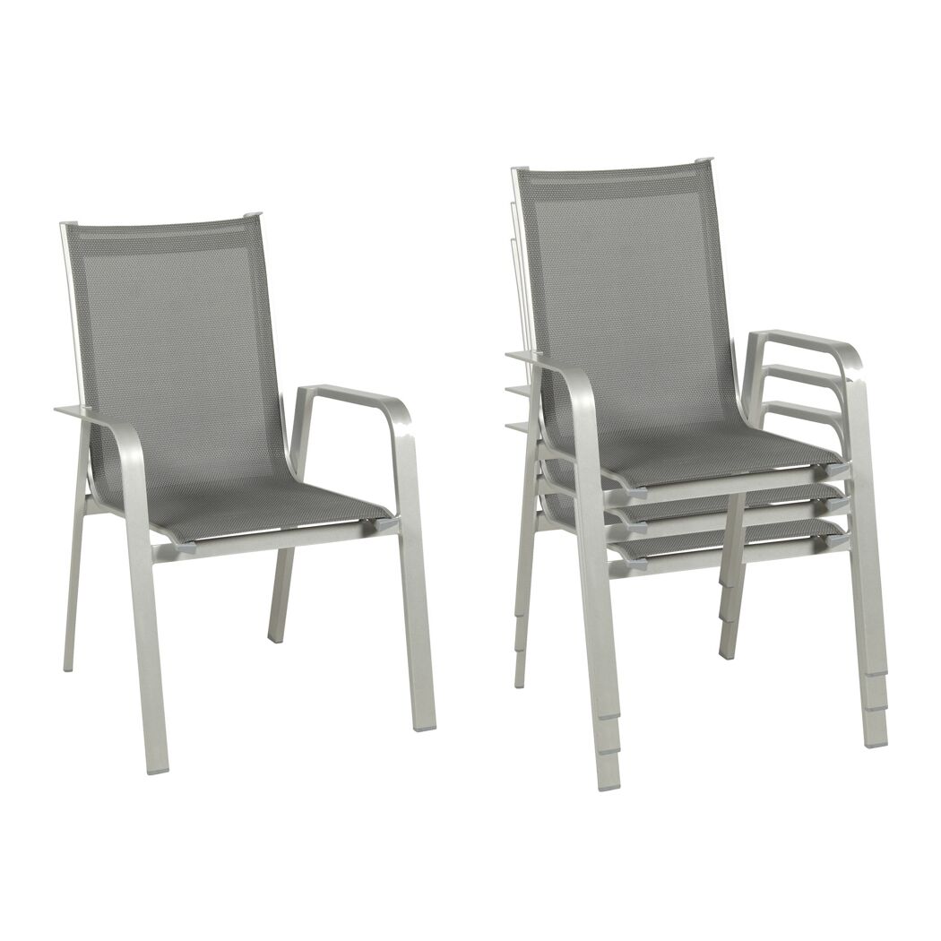 Gartenstuhlset 'Urban' stapelbar Aluminium anthrazit/silbern 4 Stück