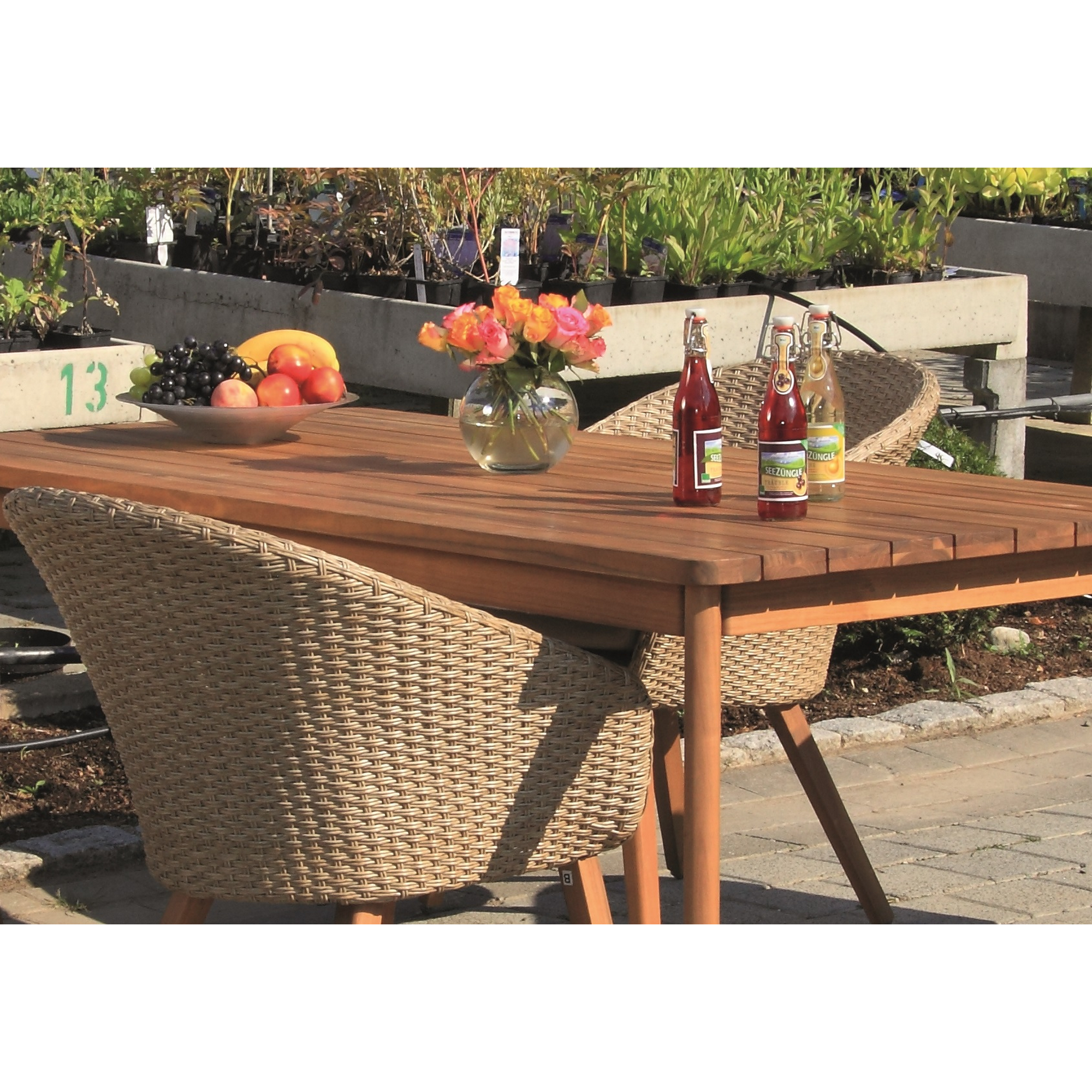 Gartensessel 'Atacama' teakfarben/taupe 4-teilig