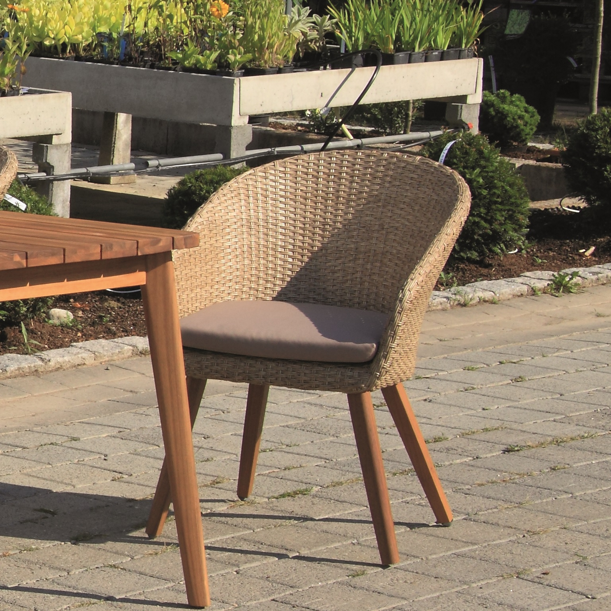 Gartensessel 'Atacama' teakfarben/taupe 4-teilig
