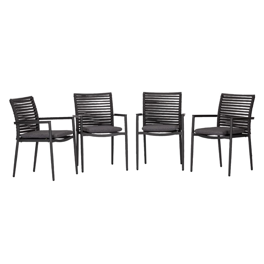 Gartenstuhlset 'New Jersey' stapelbar Aluminium anthrazit 4 Stück