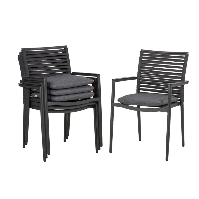 Gartenstuhlset 'New Jersey' stapelbar Aluminium anthrazit 4 Stück