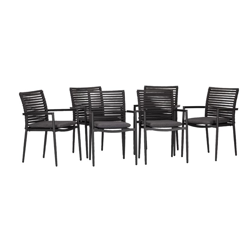 Gartenstuhlset 'New Jersey' stapelbar Aluminium anthrazit 6 Stück