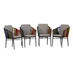 Gartensesselset 'Manhattan' Aluminium grau 4 Stück