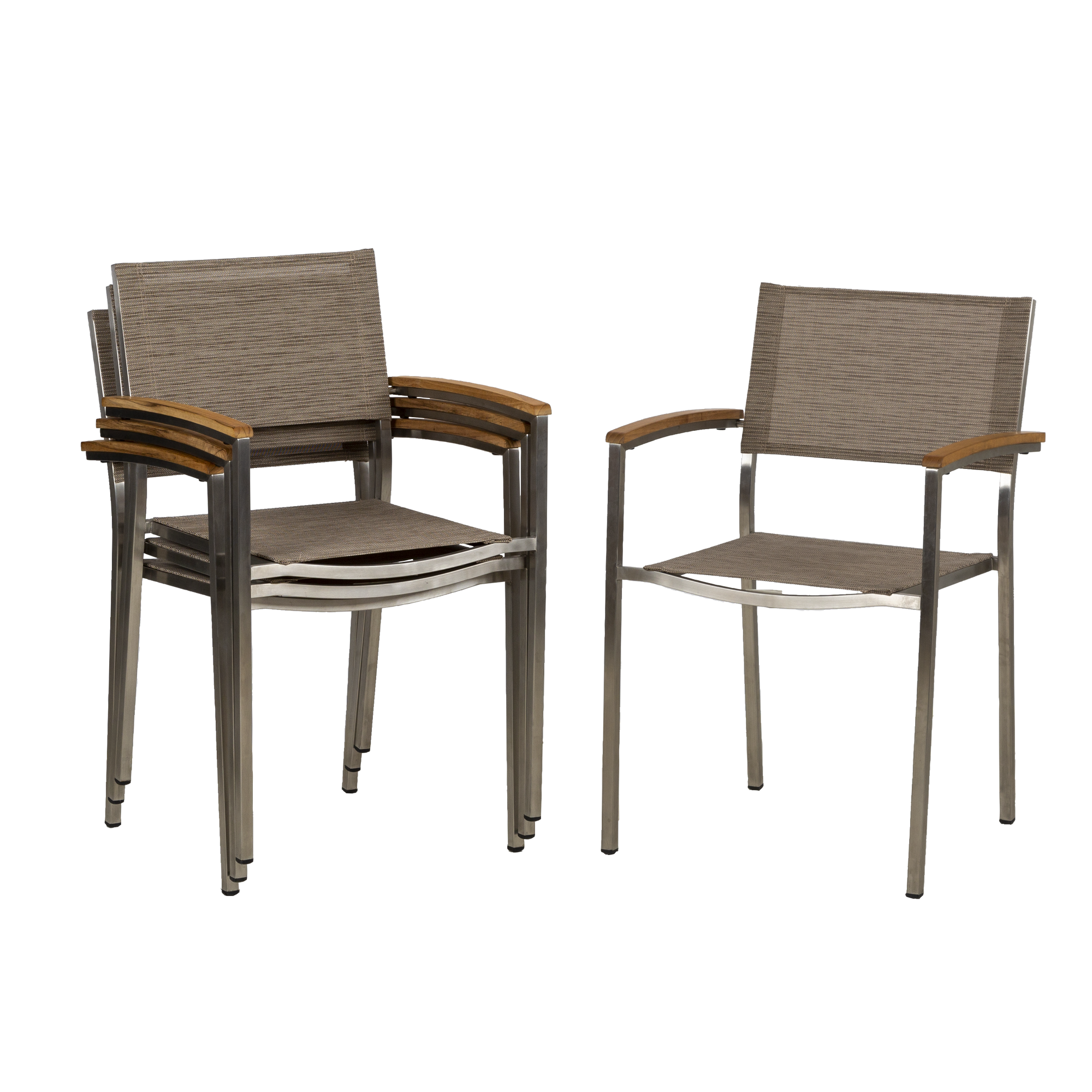 Stapelsessel 'Skye' edelstahlfarben/Sandfarben 4-teilig