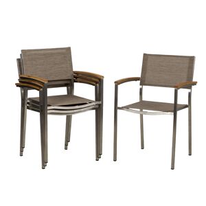 Stapelsessel 'Skye' edelstahlfarben/Sandfarben 4-teilig