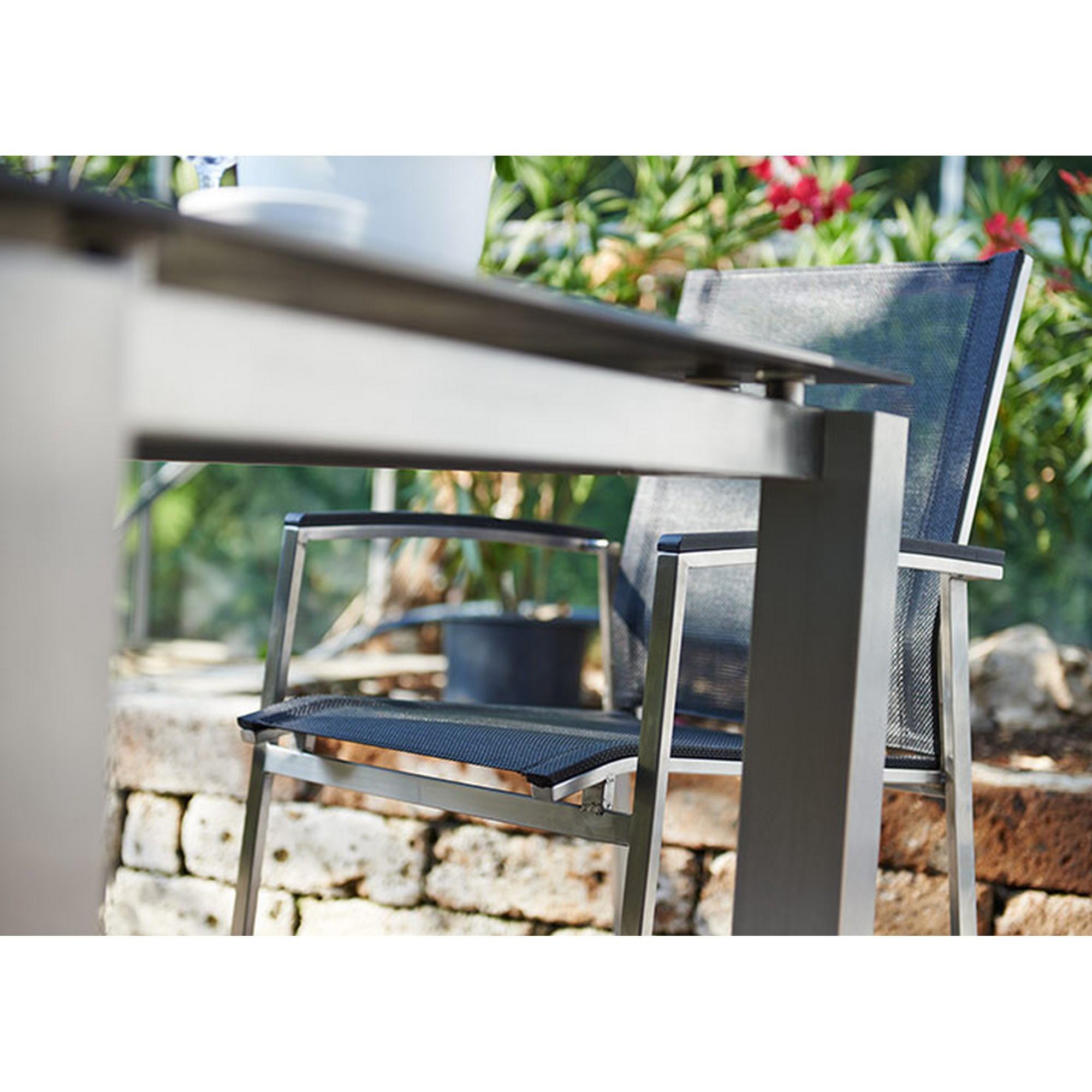 Gartenstuhlset 'Auris' stapelbar Edelstahl schwarz 6 Stück