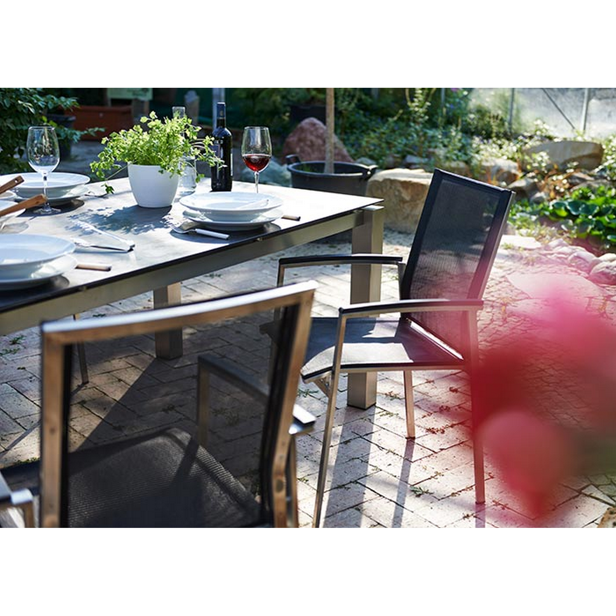 Gartenstuhlset 'Auris' stapelbar Edelstahl schwarz 6 Stück