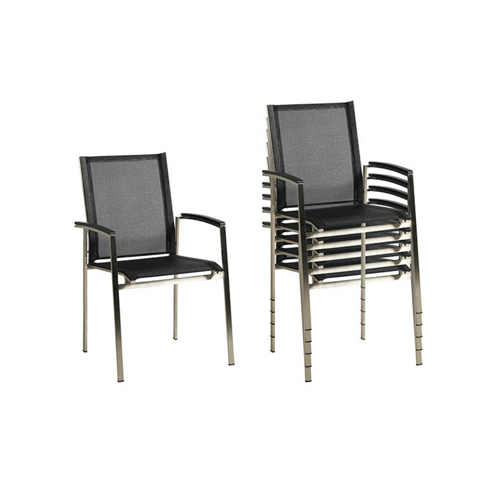 Gartenstuhlset 'Auris' stapelbar Edelstahl schwarz 6 Stück