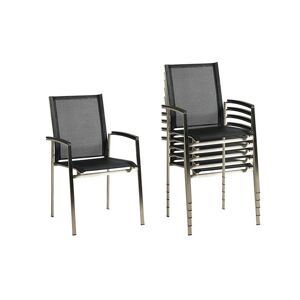 Gartenstuhlset 'Auris' stapelbar Edelstahl schwarz 6 Stück
