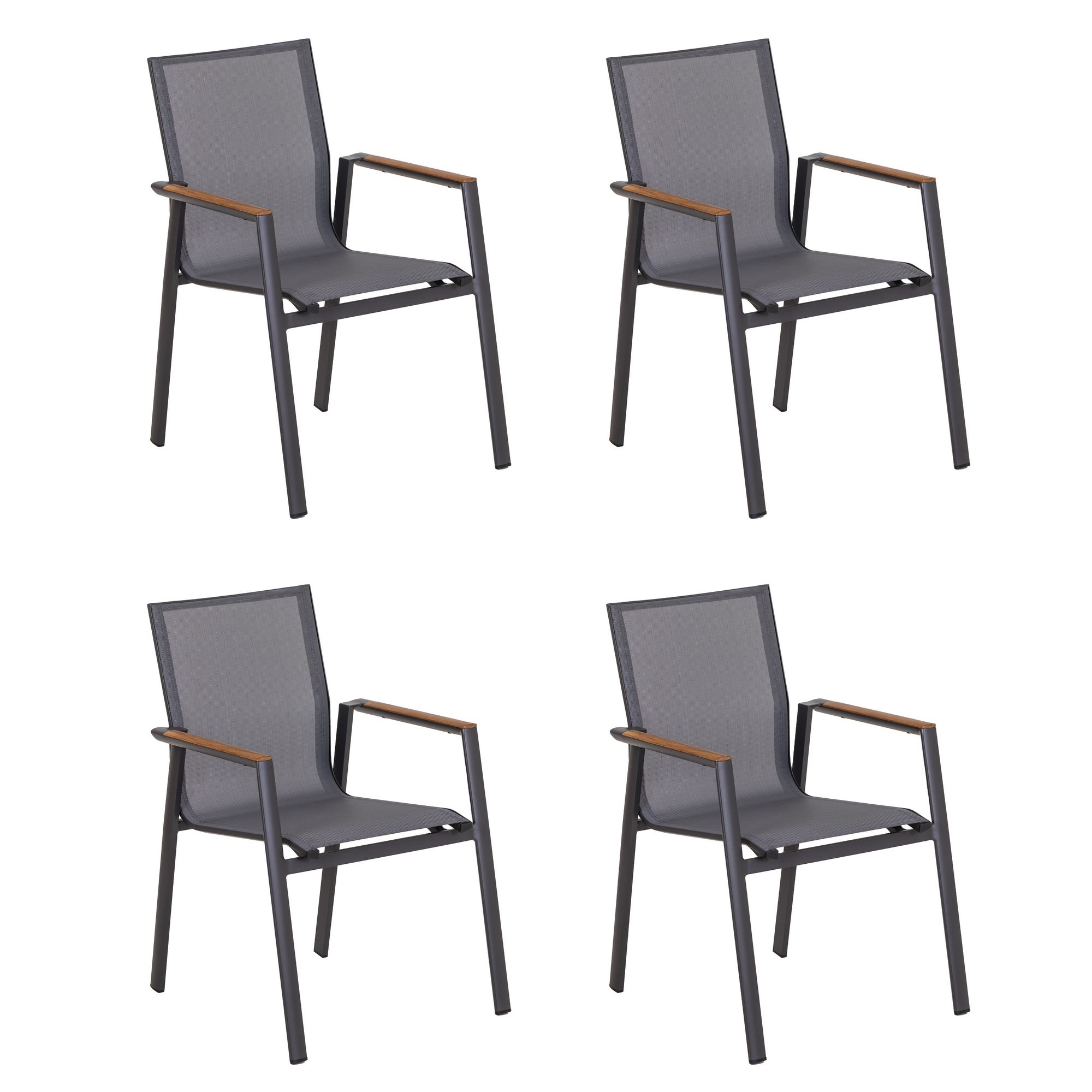 Stapelsessel 'Vegas' anthrazit/teakfarben 4-teilig