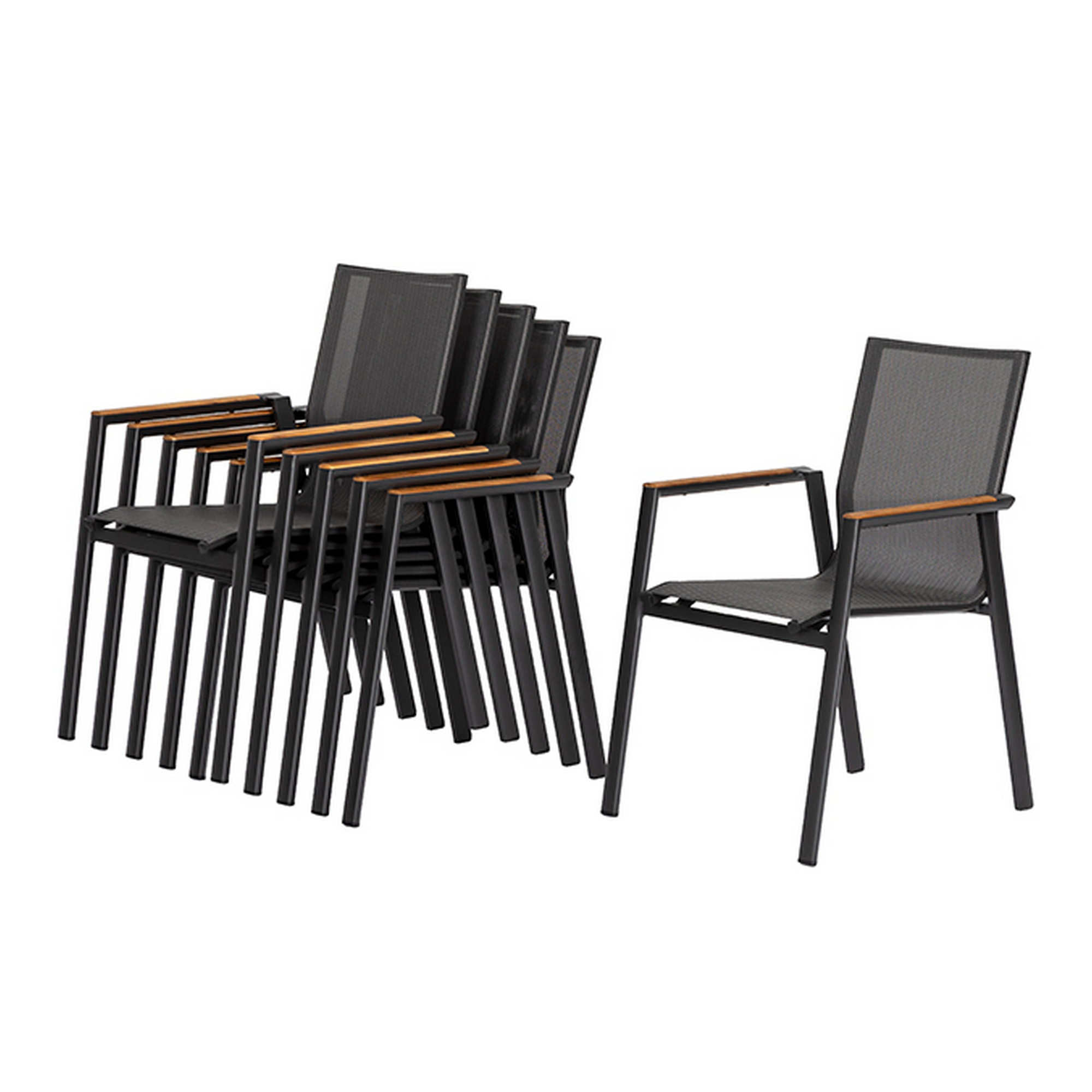 Gartenstuhlset 'Vegas' stapelbar Aluminium anthrazit 6 Stück