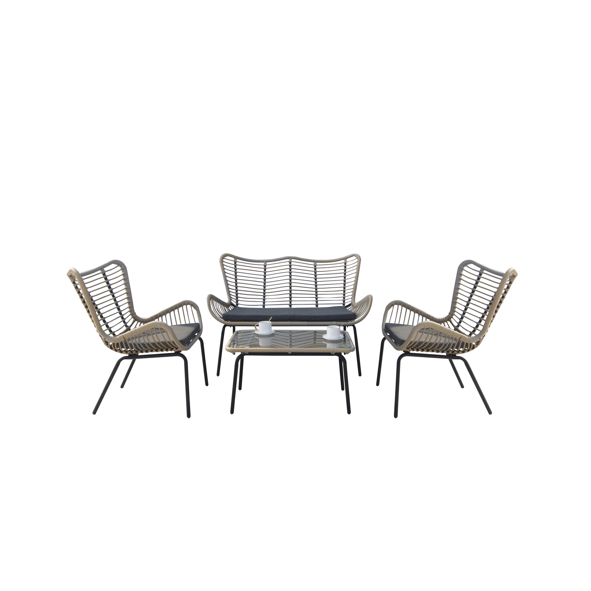 Lounge-Set 'Korfu' anthrazit 4-teilig