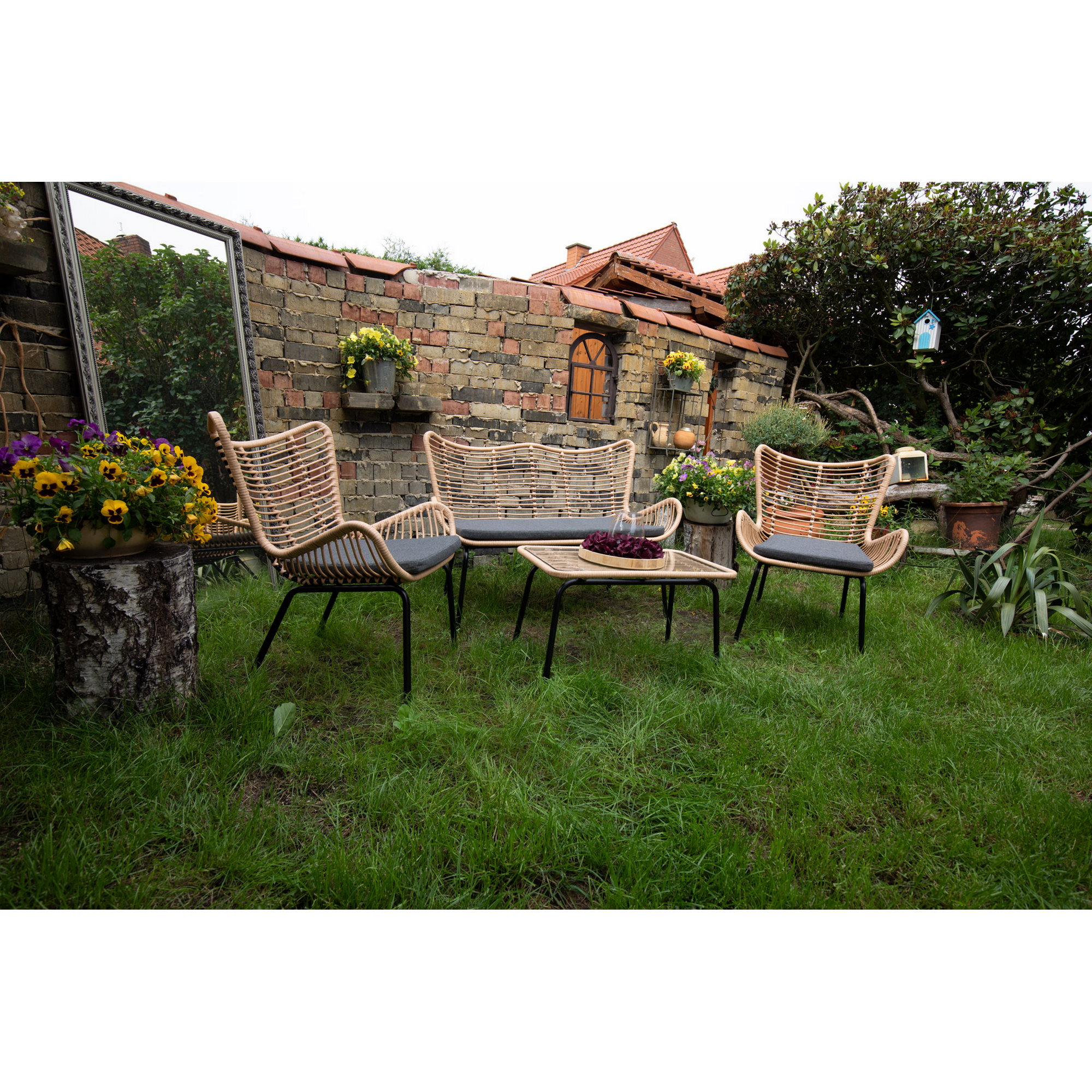 Lounge-Set 'Korfu' anthrazit 4-teilig