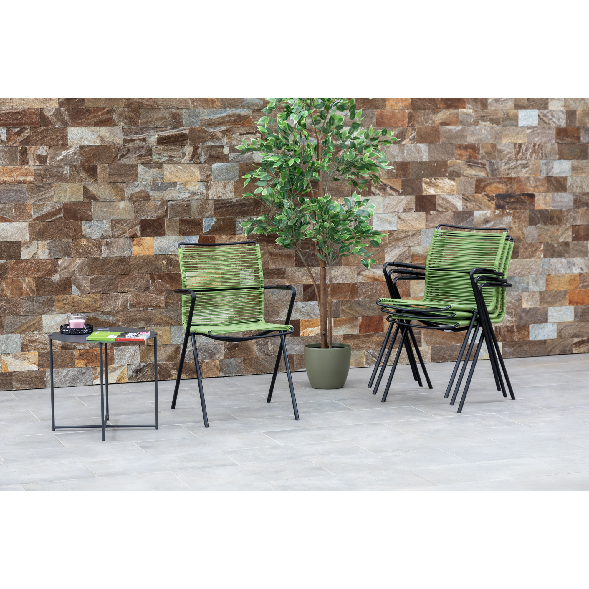 Gartenstuhlset 'Alpha' stapelbar Stahl grün 4 Stück