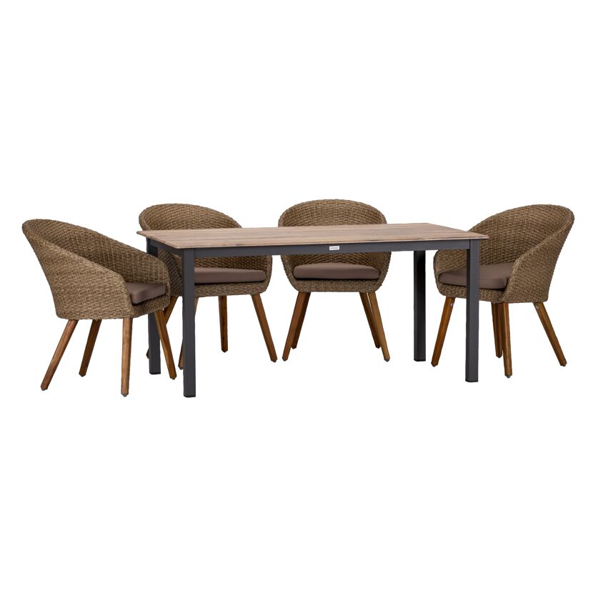 Gartenmöbelset 'Atacama' für 4 Personen Akazienholz/Aluminium