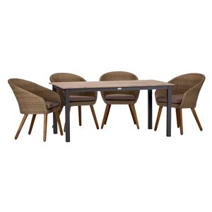 Gartenmöbel-Set 'Atacama' anthrazit/Kirschrot/teakfarben 5-teilig
