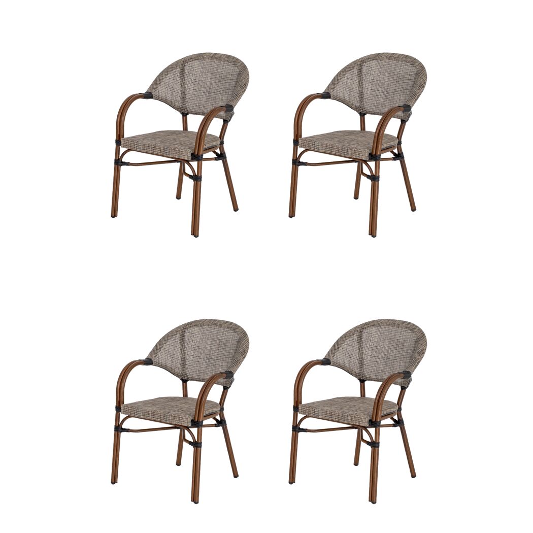 Gartensesselset 'Maui' Aluminium braun/grau 4 Stück