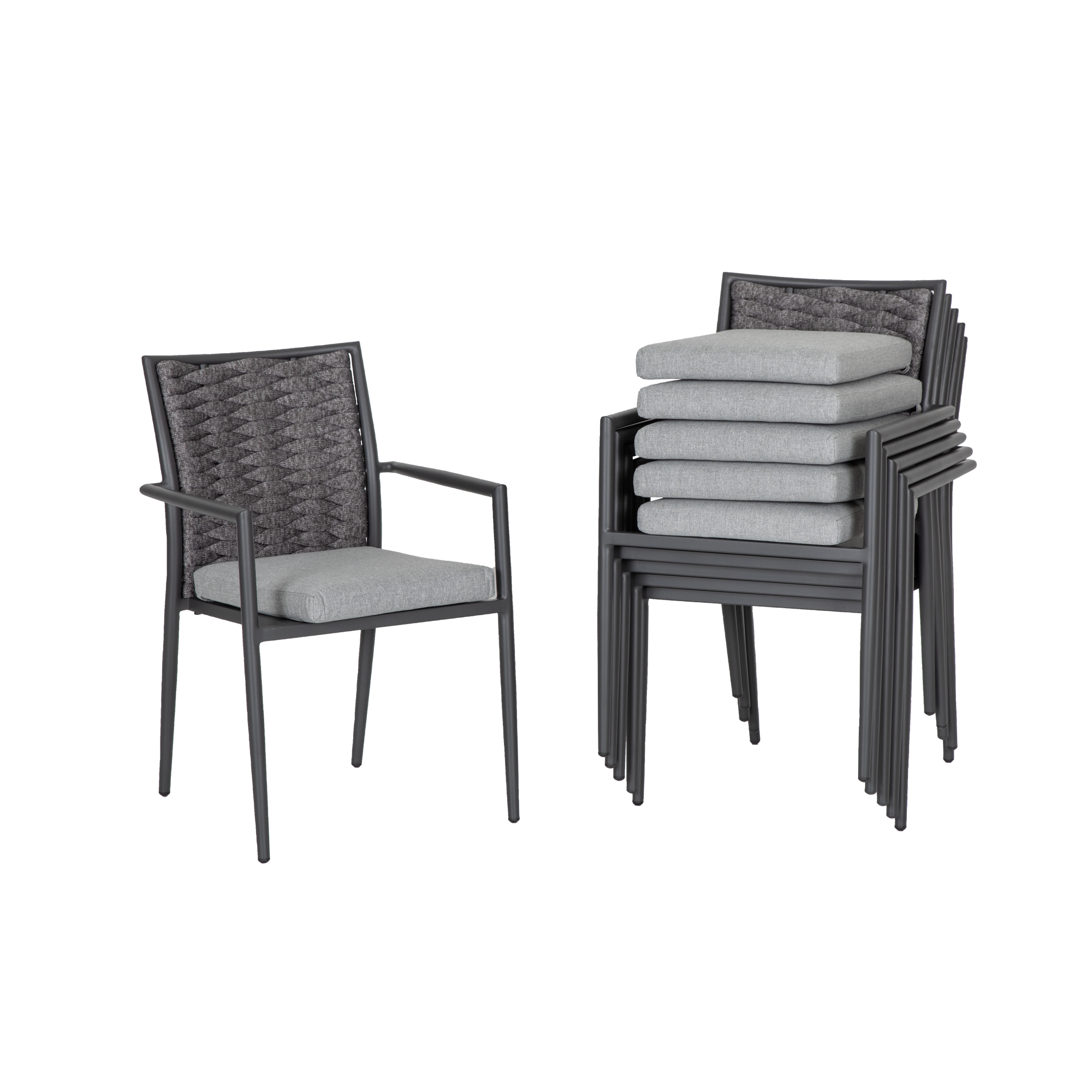 Stapelsessel 'Queens' anthrazit 6-teilig
