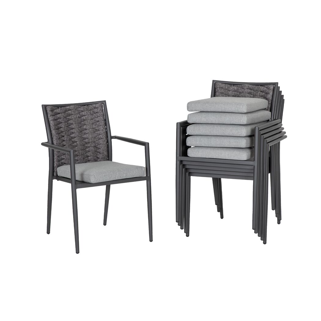 Gartenstuhlset 'Queens' stapelbar Aluminium anthrazit/grau 6 Stück