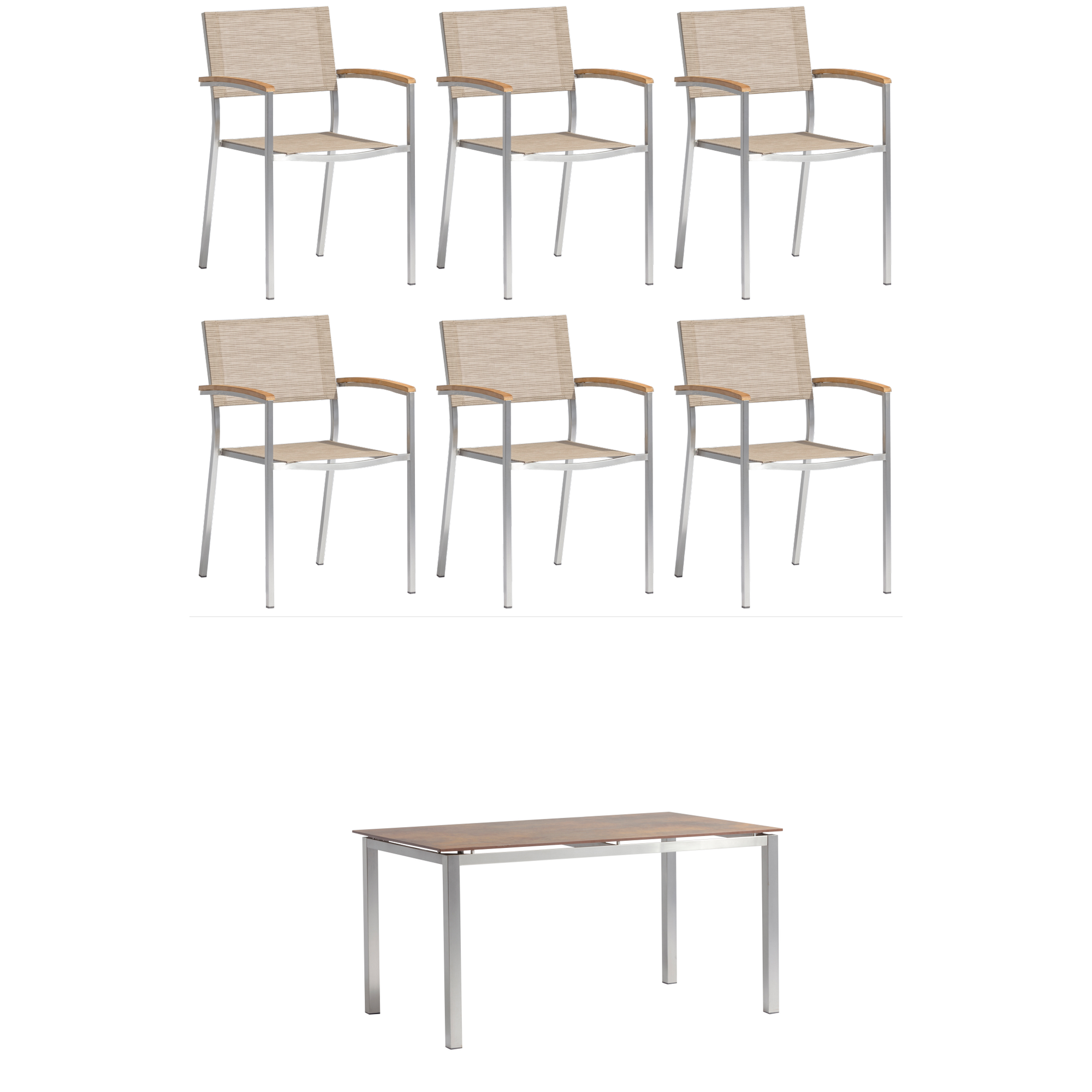 Stapelsessel mit Tisch 'Skye' anthrazit 7-teilig