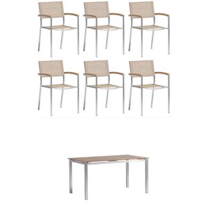 Stapelsessel mit Tisch 'Skye' anthrazit 7-teilig