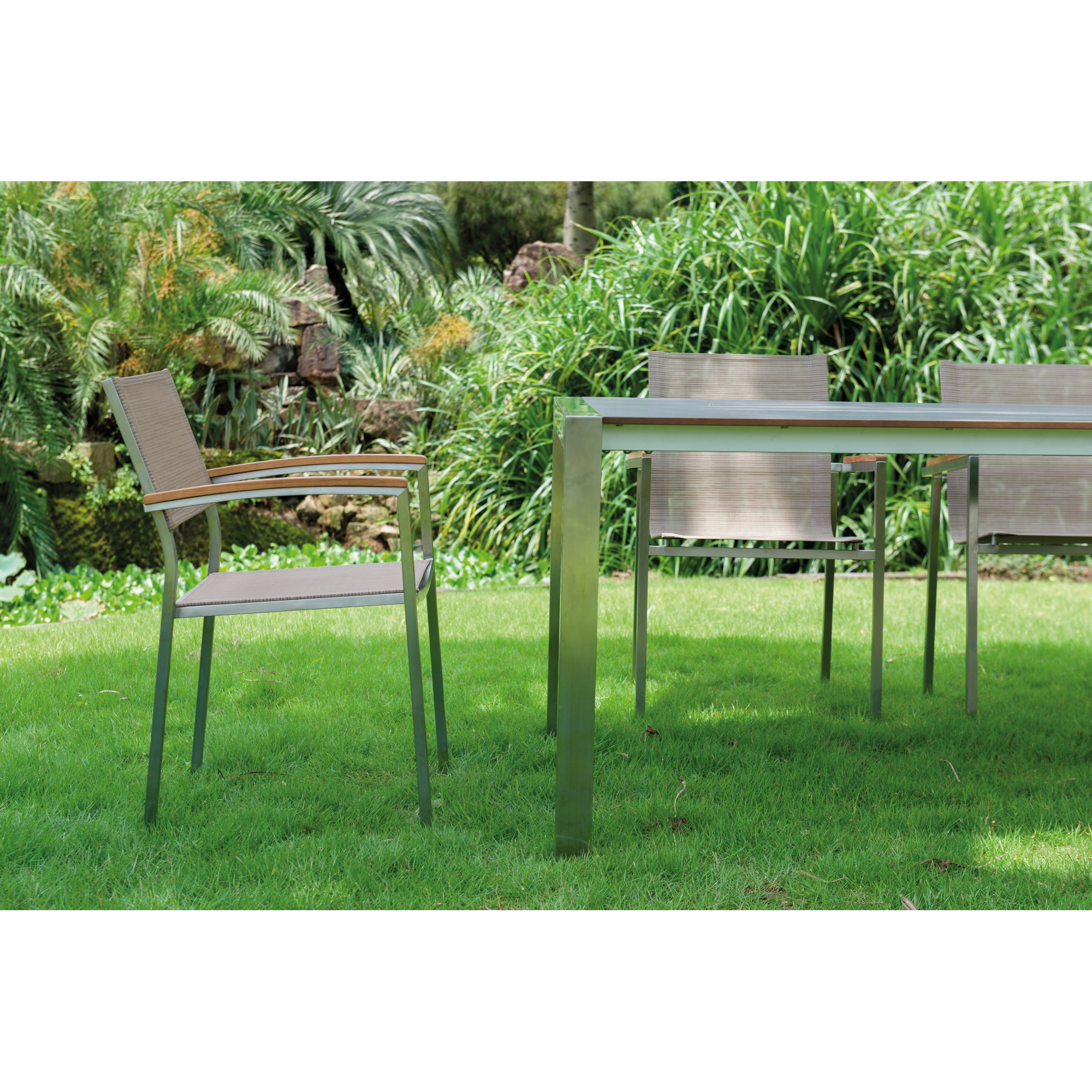 Stapelsessel mit Tisch 'Skye' anthrazit 7-teilig