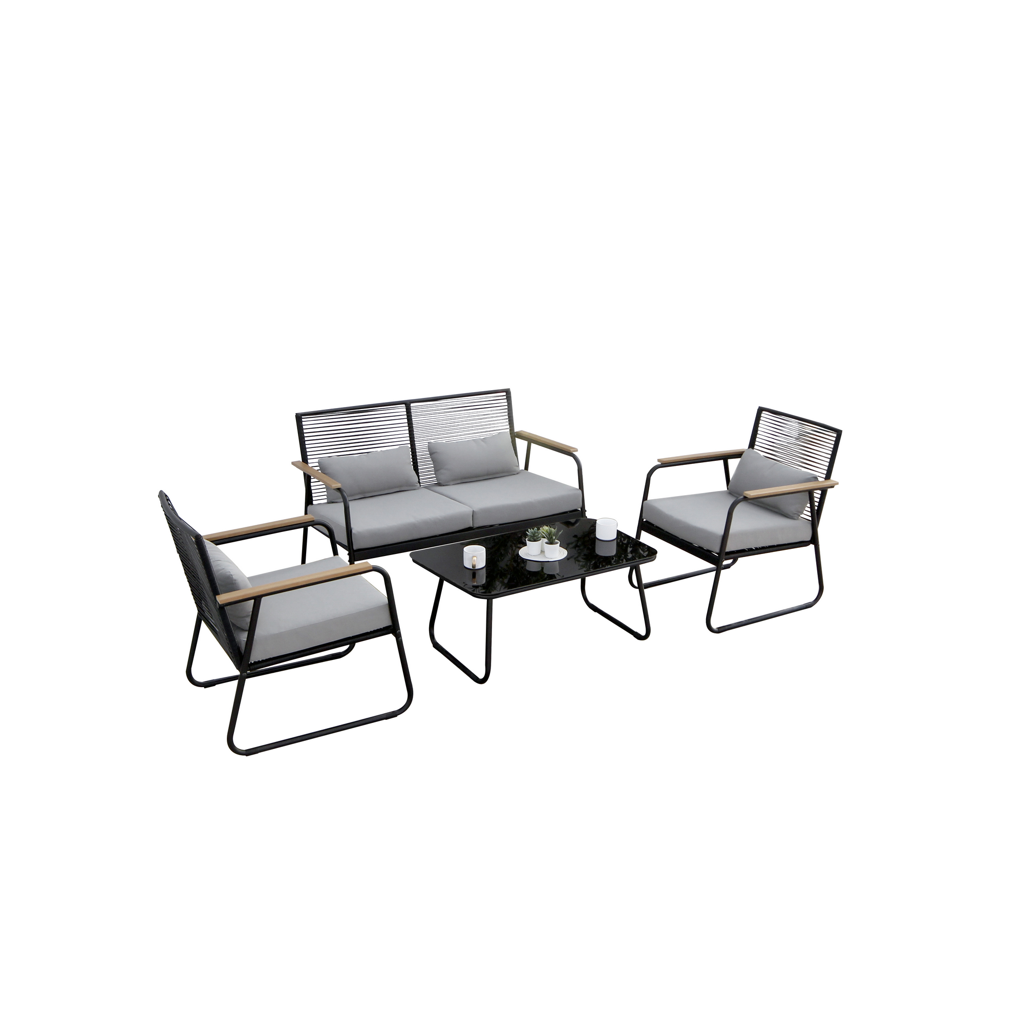 Lounge-Set 'Paxos' anthrazit 4-teilig