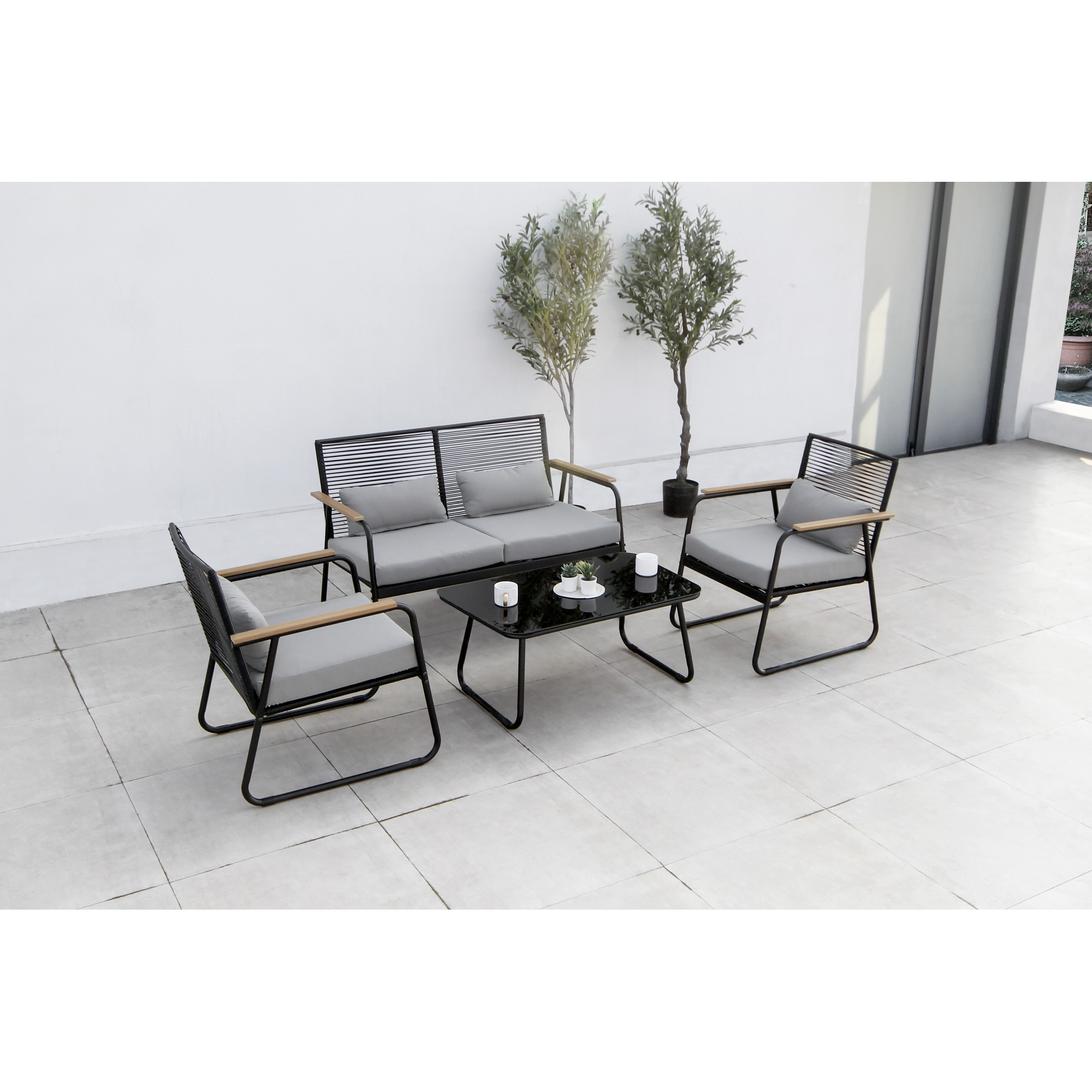 Lounge-Set 'Paxos' anthrazit 4-teilig