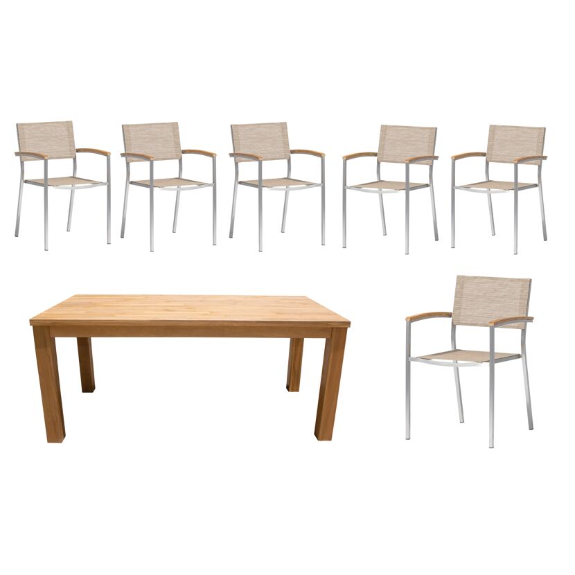 Gartenmöbelset 'Skye' für 6 Personen Edelstahl/Teakholz/Akazienholz