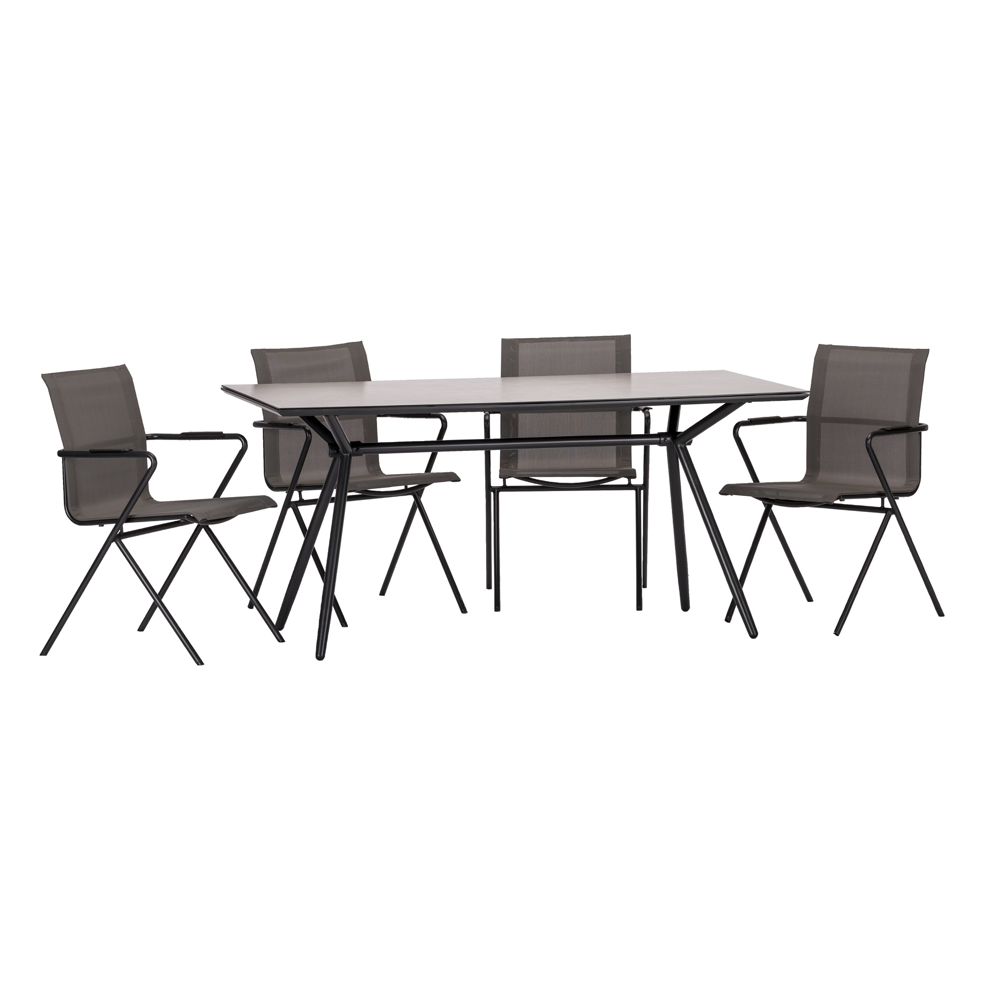 Stapelsessel mit Tisch 'Alpha' anthrazit 5-teilig